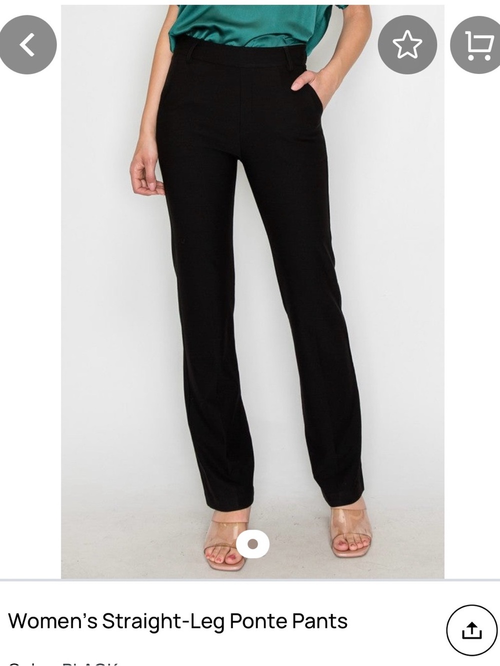 Yelete Black Straight-Leg Ponte Pants NWT